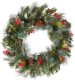 National Tree Company Pre-Lit Artificial Christmas Wreath, Green, Crestwood Spruce, White Lights, Decorated with Pine Cones, Berry Clusters, Frosted Branches, Christmas Collection, 24 Inches