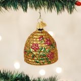 Old World Christmas Bee Collection Glass Blown Ornament for Christmas Tree, Bee Skep