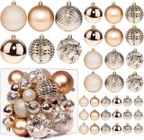 Christmas Ball Ornaments, 36pcs 3 Sizes Christmas Tree Decorations for Xmas Tree, Shatterproof Hanging Baubles Decorations for Christmas Wreath Party Tree Decor Ornaments (Multi-Styles,Champagne)