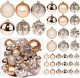 Christmas Ball Ornaments, 36pcs 3 Sizes Christmas Tree Decorations for Xmas Tree, Shatterproof Hanging Baubles Decorations for Christmas Wreath Party Tree Decor Ornaments (Multi-Styles,Champagne)