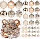Christmas Ball Ornaments, 36pcs 3 Sizes Christmas Tree Decorations for Xmas Tree, Shatterproof Hanging Baubles Decorations for Christmas Wreath Party Tree Decor Ornaments (Multi-Styles,Champagne)