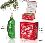German Christmas Pickle Ornament Tradition Decor - Green Glass Tree Decoration - Gift Boxed with Story & Legend