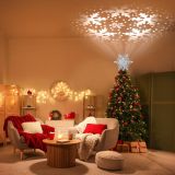 Christmas Tree Topper Lighted, 3D Glitter Snowflake Tree Topper Built-in LED Rotating Lights with 6 Projection Modes, Striking Christmas Tree Decoration (Silver)