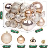 Christmas Ball Ornaments, 36pcs 3 Sizes Christmas Tree Decorations for Xmas Tree, Shatterproof Hanging Baubles Decorations for Christmas Wreath Party Tree Decor Ornaments (Multi-Styles,Champagne)