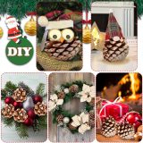 24PCS Natural Pine Cones Christmas Rustic Pine Cones Bulk Ornaments with String for Xmas Thanksgiving Fall Party Craft Decorations