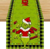 Linen Green Christmas Table Runner Merry Christmas Tablecloth Christmas Xmas Winter Holiday Home Kitchen Dining Room Table Decorations 13x72 Inch