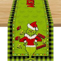 Linen Green Christmas Table Runner Merry Christmas Tablecloth Christmas Xmas Winter Holiday Home Kitchen Dining Room Table Decorations 13x72 Inch