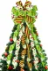 Christmas Tree Topper Bow Wreath, 44 x 13 Inches Large Green Christmas Bow Tree Topper,Glitter Christmas Wreath for Tree Indoor Outdoor Christmas Decoration