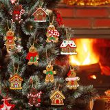 16Pcs Gingerbread Man Ornaments for Christmas Tree Gingerbread Christmas Decorations with Plastic Gingerbread Ornaments Gingerbread House Ornaments for Christmas Tree Hanging Decoration