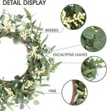 Pinkpum 20'' Eucalyptus Wreath for Front Door, Porch, Window - Green Decor for Home, Farmhouse - Spring, Summer, Fall, All Seasons