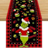 Linen Red Christmas Table Runner Merry Christmas Tablecloth Christmas Xmas Buffalo Plaid Check Winter Holiday Home Kitchen Dining Room 13x72 Inch