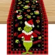 Linen Red Christmas Table Runner Merry Christmas Tablecloth Christmas Xmas Buffalo Plaid Check Winter Holiday Home Kitchen Dining Room 13x72 Inch