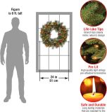 National Tree Company Pre-Lit Artificial Christmas Wreath, Green, Crestwood Spruce, White Lights, Decorated with Pine Cones, Berry Clusters, Frosted Branches, Christmas Collection, 24 Inches