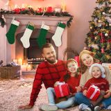 Christmas Stockings 18 Inches Large Size Cable Knitted Stocking Gift and Decorations for Holiday Family Xmas Party (Green and White, Pack of 2)