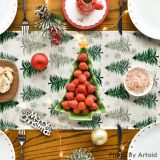 Artoid Mode Xmas Trees Snowflake Christmas Table Runner, Seasonal Winter Green Kitchen Dining Table Decoration for Home Party Decor 13x72 Inch