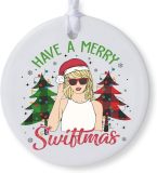 Merry Christmas Ornament, Have a Merry Little Swift Ceramic Christmas Tree Ornament, Gift for Music Lovers, Giftbox Included