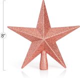 Ornativity Glitter Star Tree Topper - Christmas Decorative Xmas Holiday Bethlehem Star Trees Toppers Ornament Decor (Rose Gold) 8 