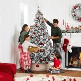 Best Choice Products Artificial Christmas Tree, 6ft Unlit Snow Flocked Design Pine Tree, Full Appearance Snowy w/Easy Assembly, Metal Stand