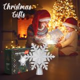 Christmas Tree Topper Lighted, 3D Glitter Snowflake Tree Topper Built-in LED Rotating Lights with 6 Projection Modes, Striking Christmas Tree Decoration (Silver)