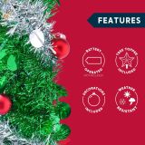 Joiedomi 5 FT Pop Up Christmas Tree with Lights, Pre Lit Collapsible Tinsel Christmas Tree Decorations with 50 Multicolor LED Lights and Ball Ornaments for Home Holiday Christmas Party Indoor Decor