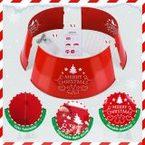 Metal Merry Christmas Tree Collar with Light String, Tree Ring Christmas Decor 26 Inch Dia for Large Xmas Tree 7-9 Ft
