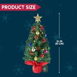 Joiedomi 24 /2FT Prelit Tabletop Christmas Tree with Warm Lights, Holly Berries, Pine Cones for Best Holiday Season Decorations Christmas Decoration Tree Decor for Indoor Xmas Tabletop Decor