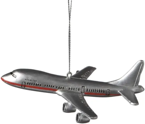 1 X Commercial Airliner Resin Hanging Tree Ornament - Size 4.25 inch by Midwest-CBK, Christmas