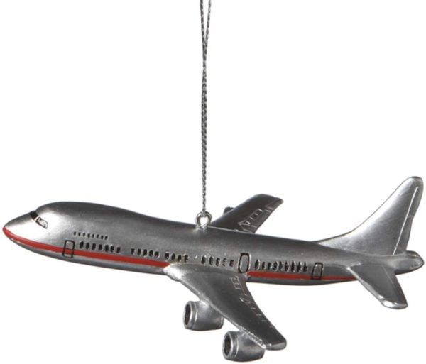 1 X Commercial Airliner Resin Hanging Tree Ornament - Size 4.25 inch by Midwest-CBK, Christmas