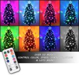 Holiday Essence Prelit Artificial Christmas Tree, 4 Foot Pine Xmas Tree with Multi Function Changing LED Multi Colored Lights and Star Tree Topper with Remote, 120 Full Tips, Metal Stand