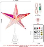Christmas Tree Topper, 11.45  RGB 10 LED Lighted Xmas Star Tree Toppers Decorations Music Sync, Smart Multicolor Night Light Topper Stars Tree Holiday Decor W/Remote Control USB Plug in/Wire 16.4ft