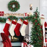 Ulico Christmas Stocking,18 inch Large 2 Pack Cable Knitted Xmas Stocking for Kids,Holiday and Family Stocking for Fireplace Christmas Holiday Party Decoration