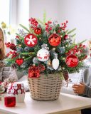 Christmas Tree Ornaments,40ct Christmas Ball Decoration Set,11 Different Christmas Ornaments,Red and White Classic Color Christmas Tree Decorations, Shatterproof Christmas Decorations
