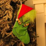 Christmas Stocking with LED Light, 14.98 inch Red Green Hanging Stocking, Candy Gift Socks Christmas Ornament Decorations for Family Holiday Xmas Party Decorations (One Size, Christmas Stocking)