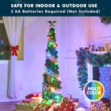 Joiedomi 5 FT Pop Up Christmas Tree with Lights, Pre Lit Collapsible Tinsel Christmas Tree Decorations with 50 Multicolor LED Lights and Ball Ornaments for Home Holiday Christmas Party Indoor Decor