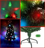 Holiday Essence Prelit Artificial Christmas Tree, 4 Foot Pine Xmas Tree with Multi Function Changing LED Multi Colored Lights and Star Tree Topper with Remote, 120 Full Tips, Metal Stand