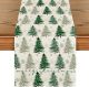 Artoid Mode Xmas Trees Snowflake Christmas Table Runner, Seasonal Winter Green Kitchen Dining Table Decoration for Home Party Decor 13x72 Inch