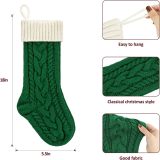 Christmas Stockings 18 Inches Large Size Cable Knitted Stocking Gift and Decorations for Holiday Family Xmas Party (Green and White, Pack of 2)