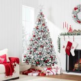Best Choice Products Artificial Christmas Tree, 6ft Unlit Snow Flocked Design Pine Tree, Full Appearance Snowy w/Easy Assembly, Metal Stand