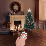 Holiday Essence Prelit Artificial Christmas Tree, 4 Foot Pine Xmas Tree with Multi Function Changing LED Multi Colored Lights and Star Tree Topper with Remote, 120 Full Tips, Metal Stand