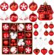 Christmas Tree Ornaments,40ct Christmas Ball Decoration Set,11 Different Christmas Ornaments,Red and White Classic Color Christmas Tree Decorations, Shatterproof Christmas Decorations