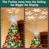 Christmas Tree Topper Lighted with 6 Projection Slides, PliMook Snowflake Christmas Tree Topper LED Rotating 3D Lighted Tree Toppers Glitter Tree Topper Projector for Christmas Tree(Silver)