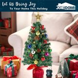 Joiedomi 24 /2FT Prelit Tabletop Christmas Tree with Warm Lights, Holly Berries, Pine Cones for Best Holiday Season Decorations Christmas Decoration Tree Decor for Indoor Xmas Tabletop Decor