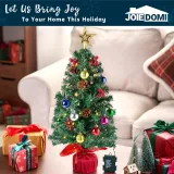 Joiedomi 24 /2FT Prelit Tabletop Christmas Tree with Warm Lights, Holly Berries, Pine Cones for Best Holiday Season Decorations Christmas Decoration Tree Decor for Indoor Xmas Tabletop Decor