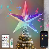 Christmas Tree Topper, 11.45  RGB 10 LED Lighted Xmas Star Tree Toppers Decorations Music Sync, Smart Multicolor Night Light Topper Stars Tree Holiday Decor W/Remote Control USB Plug in/Wire 16.4ft