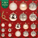 Christmas Ball Ornaments, 36pcs 3 Sizes Christmas Tree Decorations for Xmas Tree, Shatterproof Hanging Baubles Decorations for Christmas Wreath Party Tree Decor Ornaments (Multi-Styles,Champagne)