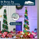 Joiedomi 5 FT Pop Up Christmas Tree with Lights, Pre Lit Collapsible Tinsel Christmas Tree Decorations with 50 Multicolor LED Lights and Ball Ornaments for Home Holiday Christmas Party Indoor Decor