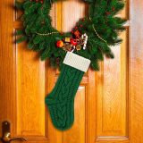 Christmas Stockings 18 Inches Large Size Cable Knitted Stocking Gift and Decorations for Holiday Family Xmas Party (Green and White, Pack of 2)