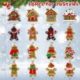 16Pcs Gingerbread Man Ornaments for Christmas Tree Gingerbread Christmas Decorations with Plastic Gingerbread Ornaments Gingerbread House Ornaments for Christmas Tree Hanging Decoration