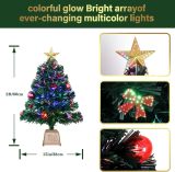 24inch Green Fiber Optic Christmas Tree,Prelit Artificial Tabletop Christmas Tree,Star,Butterfly and Ball Ornaments for Best Holiday Home Decorations,2 Foot