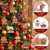 16Pcs Gingerbread Man Ornaments for Christmas Tree Gingerbread Christmas Decorations with Plastic Gingerbread Ornaments Gingerbread House Ornaments for Christmas Tree Hanging Decoration